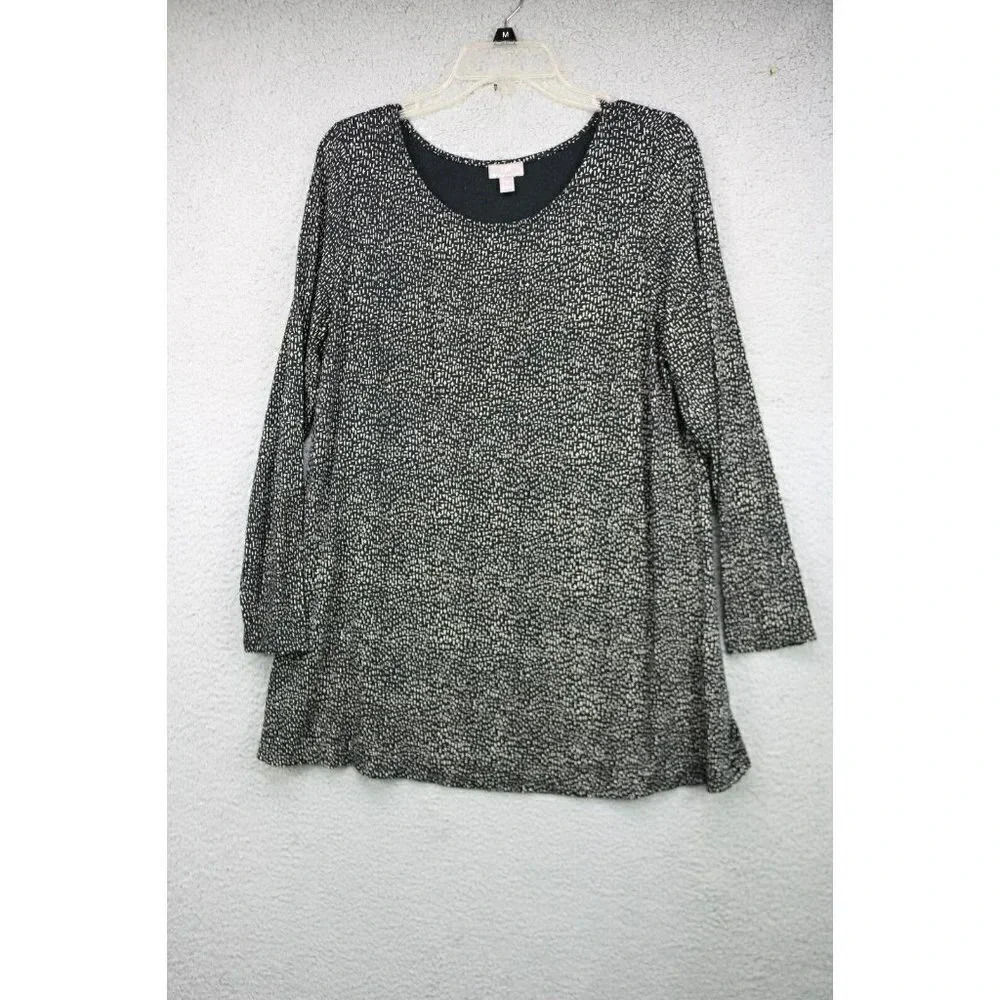 J. Jill Wearever Collection Rayon Black and White Stretch Tunic-Size Large